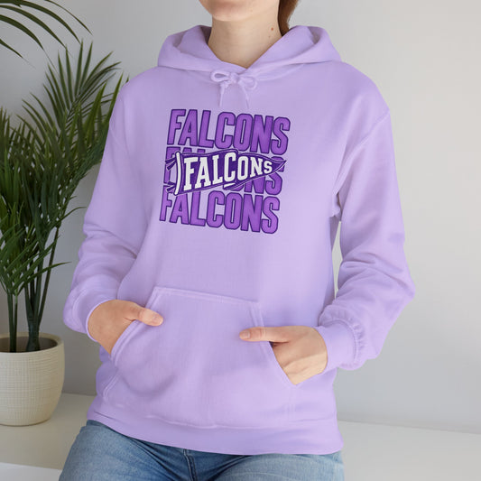 Falcons Repeat Logo Hoodie | Purple Graphic Hooded Sweatshirt
