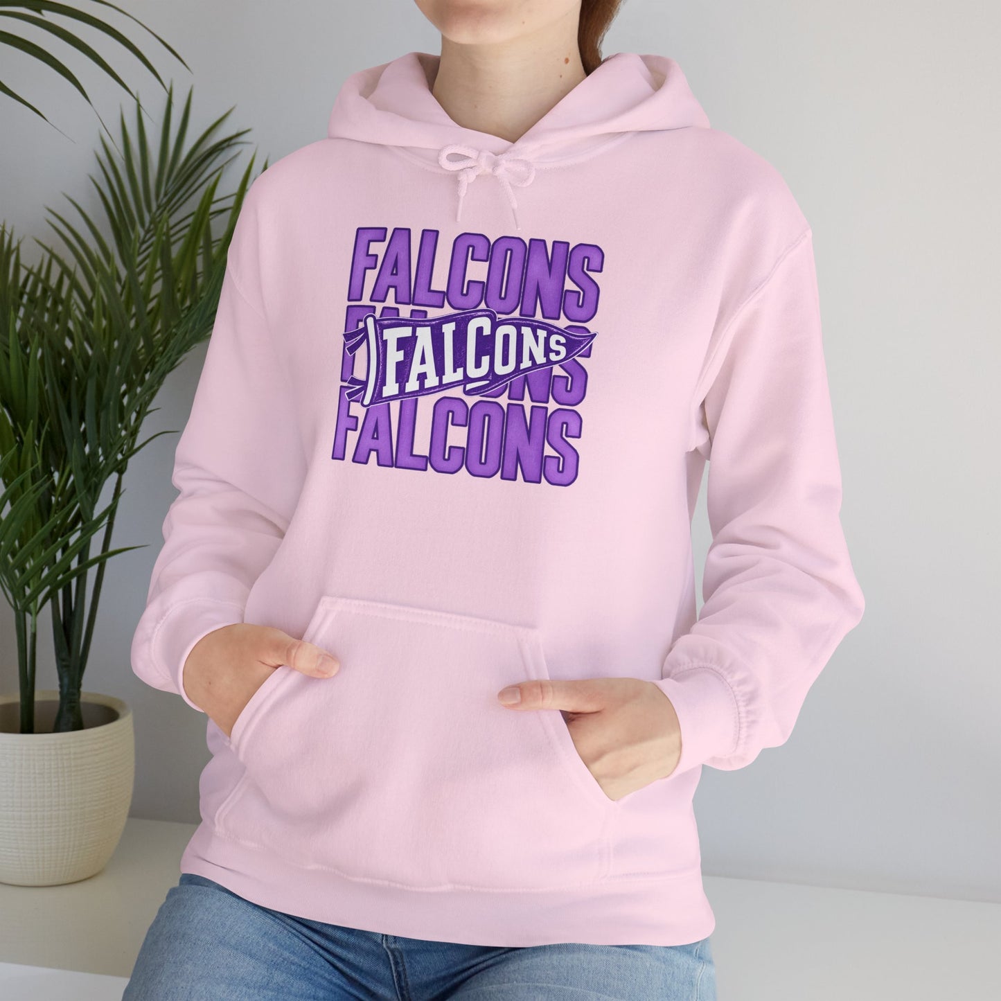 Falcons Repeat Logo Hoodie | Purple Graphic Hooded Sweatshirt