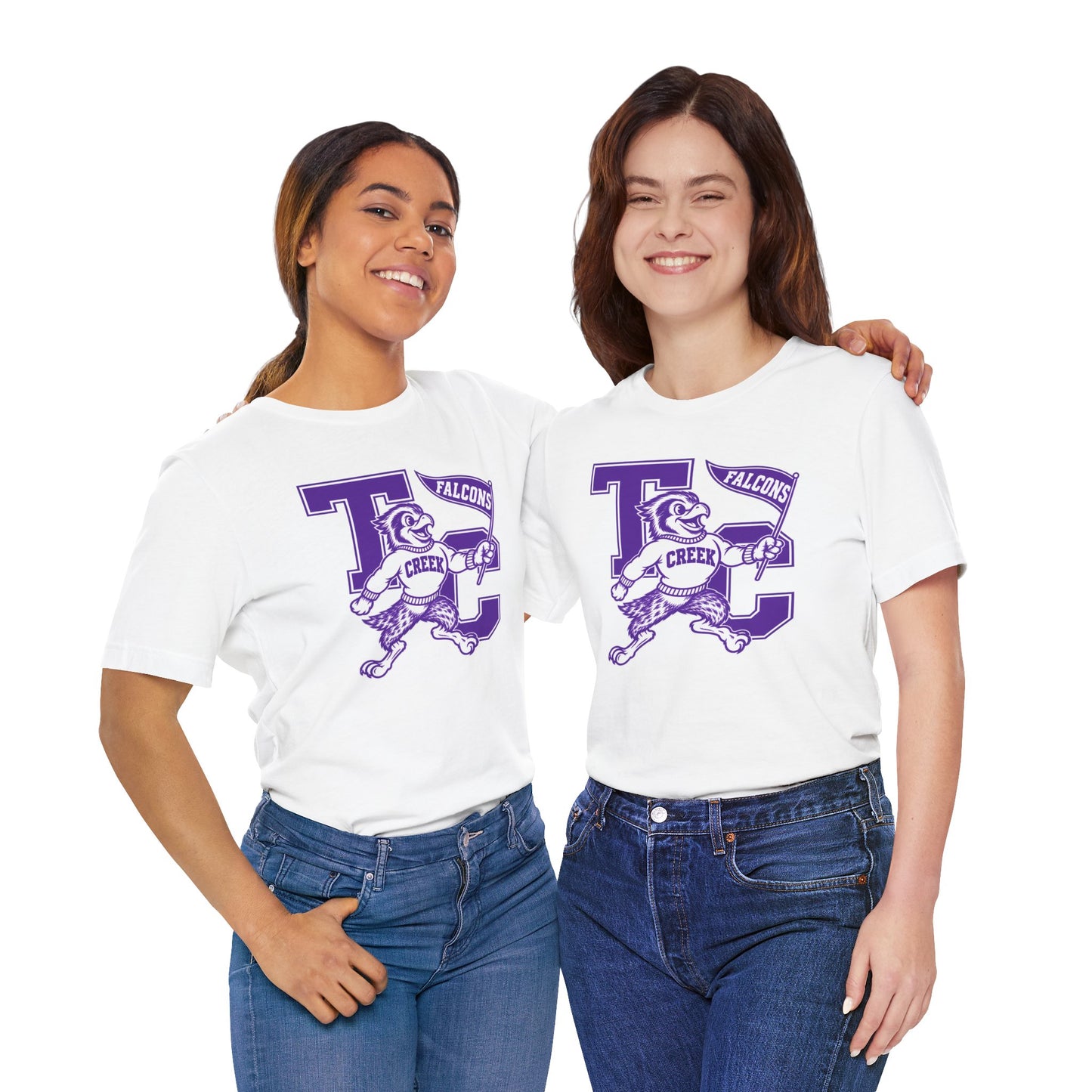 Creek Falcons Mascot Tee | Vintage Letter T C School Spirit Shirt