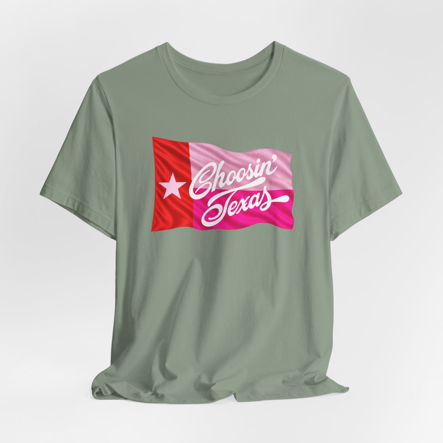 Texas Flag Tee — "Choosin' Texas" Retro Script Shirt