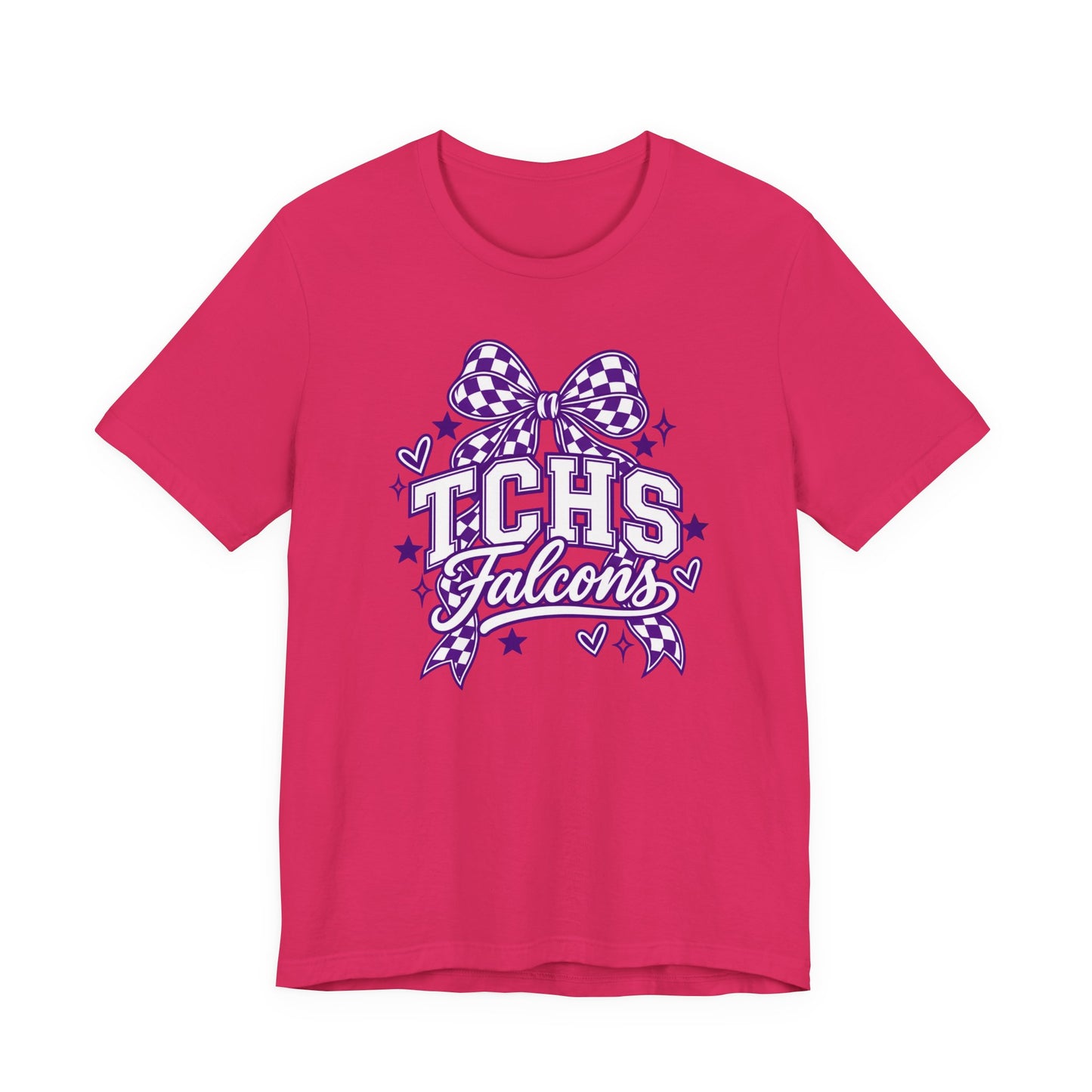 TCHS Falcons Cheerleader T-Shirt — Purple Bow Spirit Tee
