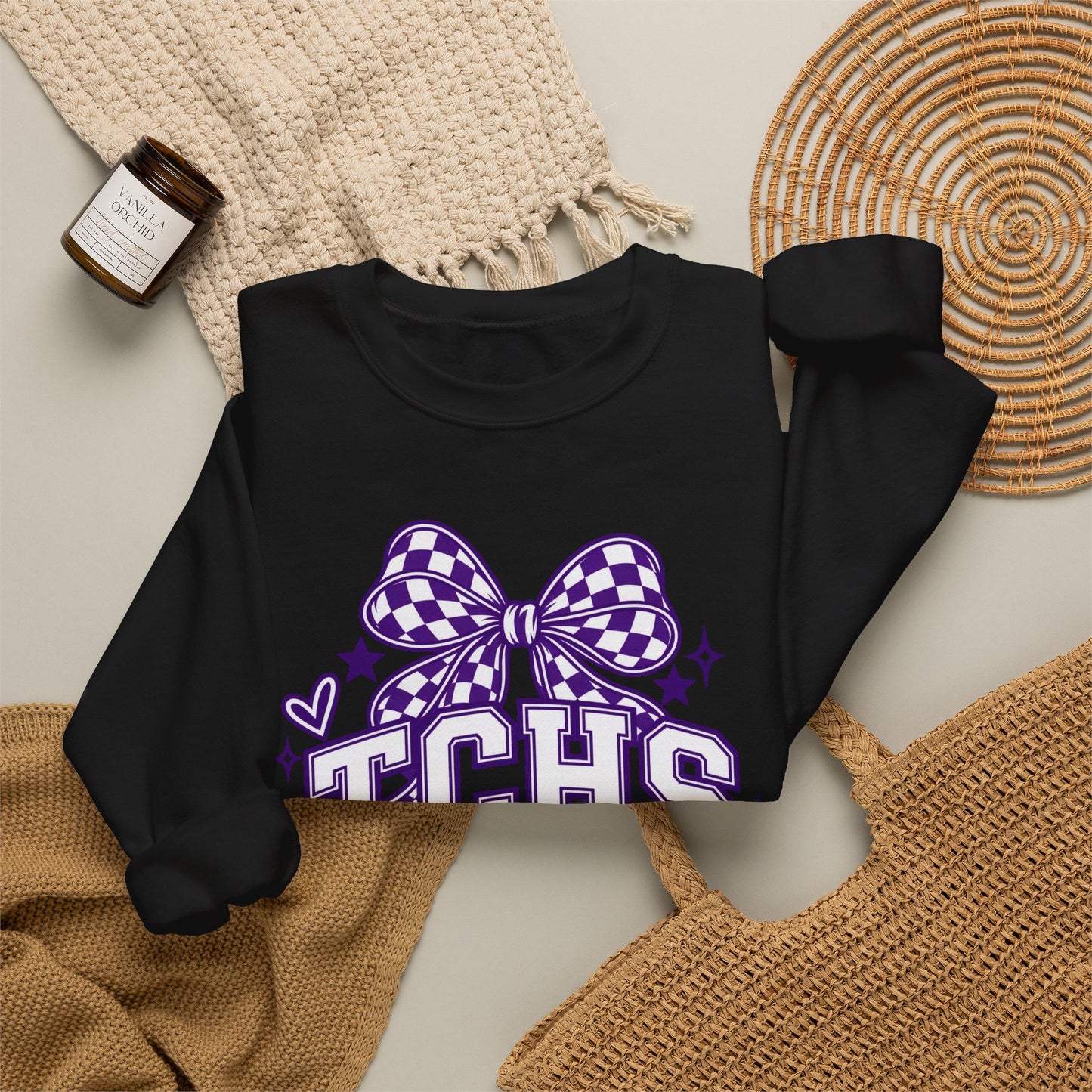 TCHS Falcons bow logo Sweatshirt | School Spirit, Purple Design