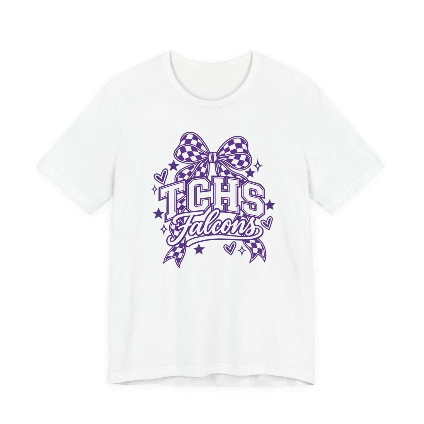 TCHS Falcons Cheerleader T-Shirt — Purple Bow Spirit Tee