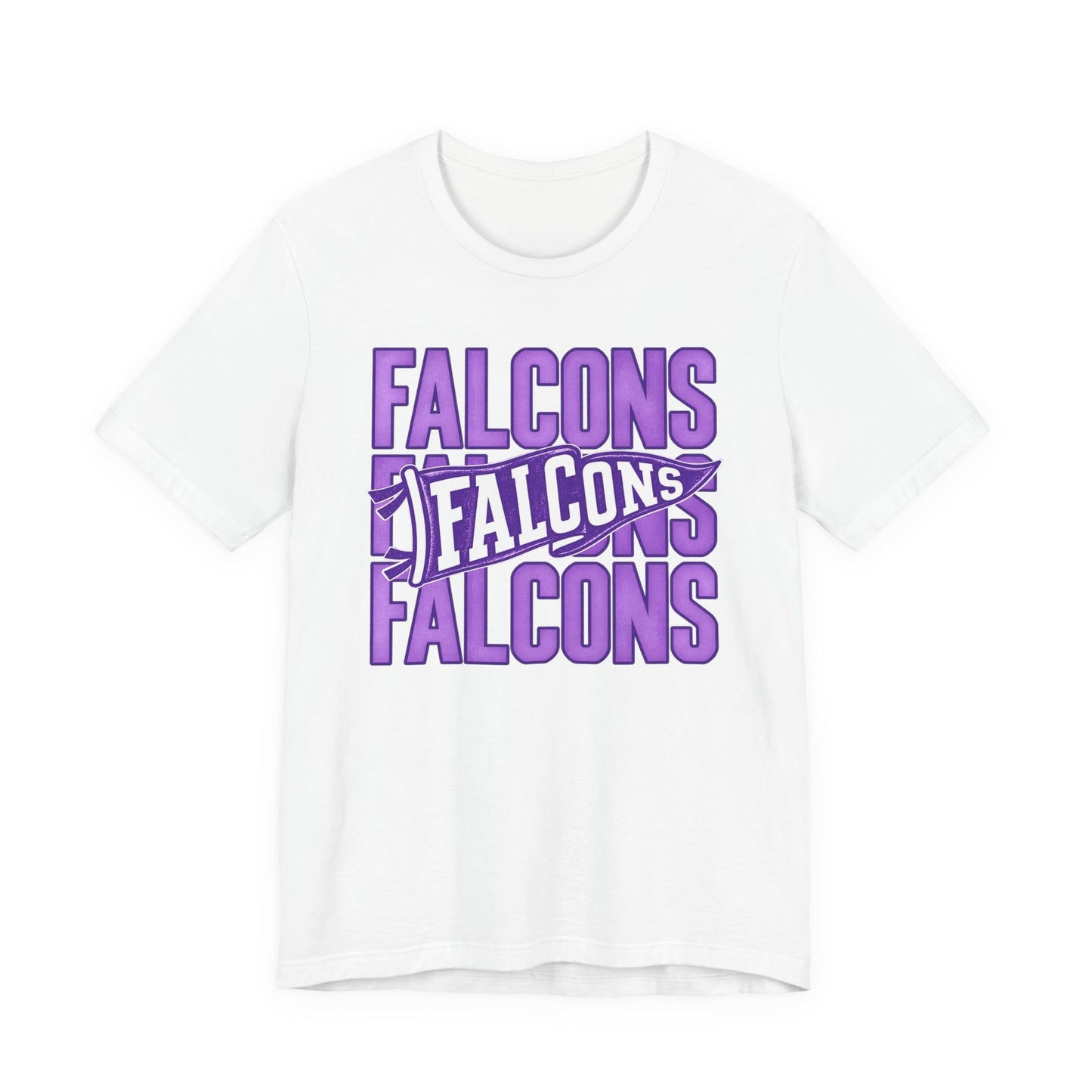 Falcons Repeat Typography Tee | Purple Varsity Sports Shirt