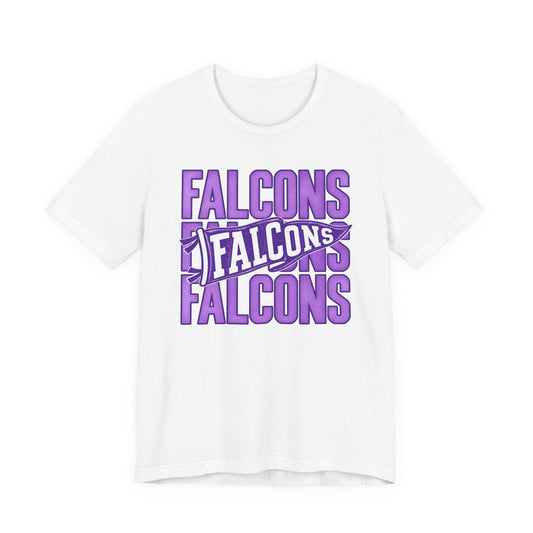 Falcons Repeat Typography Tee | Purple Varsity Sports Shirt