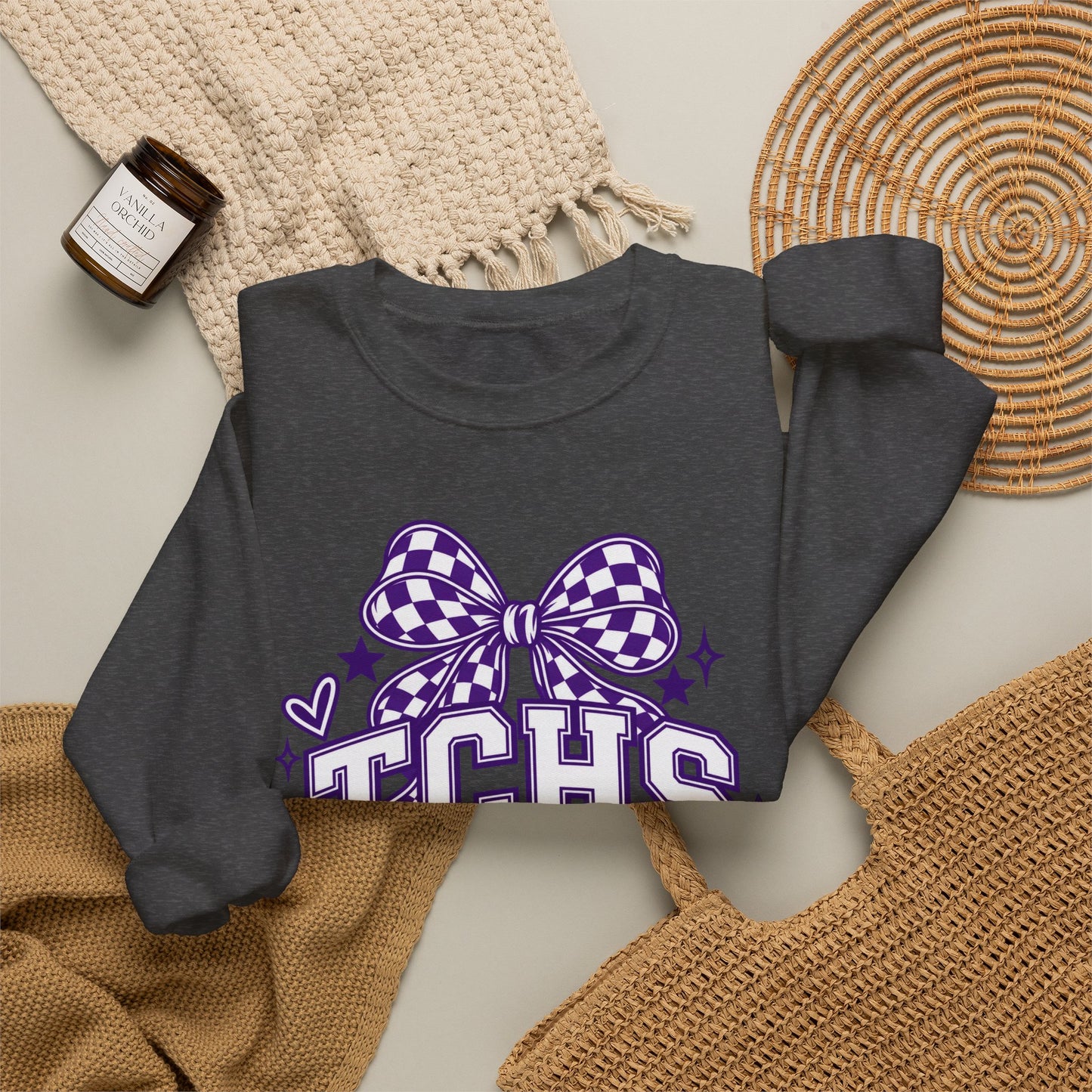 TCHS Falcons bow logo Sweatshirt | School Spirit, Purple Design