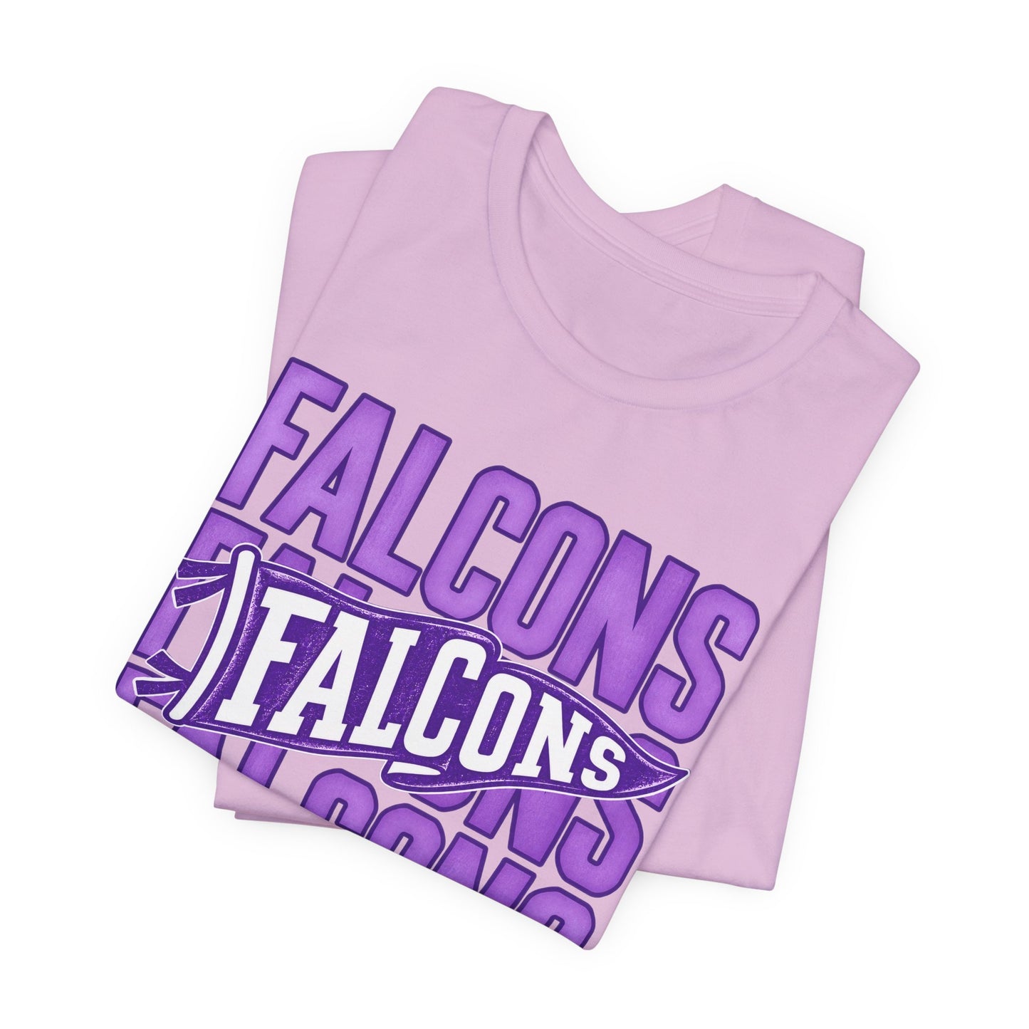Falcons Repeat Typography Tee | Purple Varsity Sports Shirt