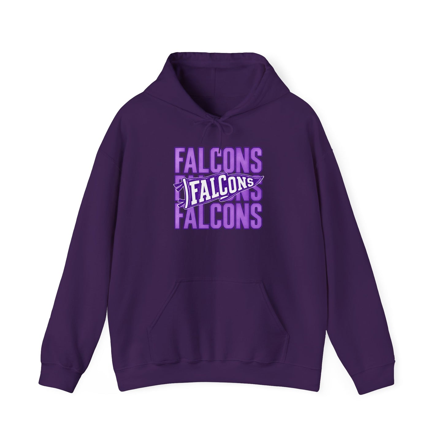 Falcons Repeat Logo Hoodie | Purple Graphic Hooded Sweatshirt