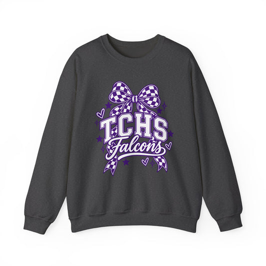 TCHS Falcons bow logo Sweatshirt | School Spirit, Purple Design