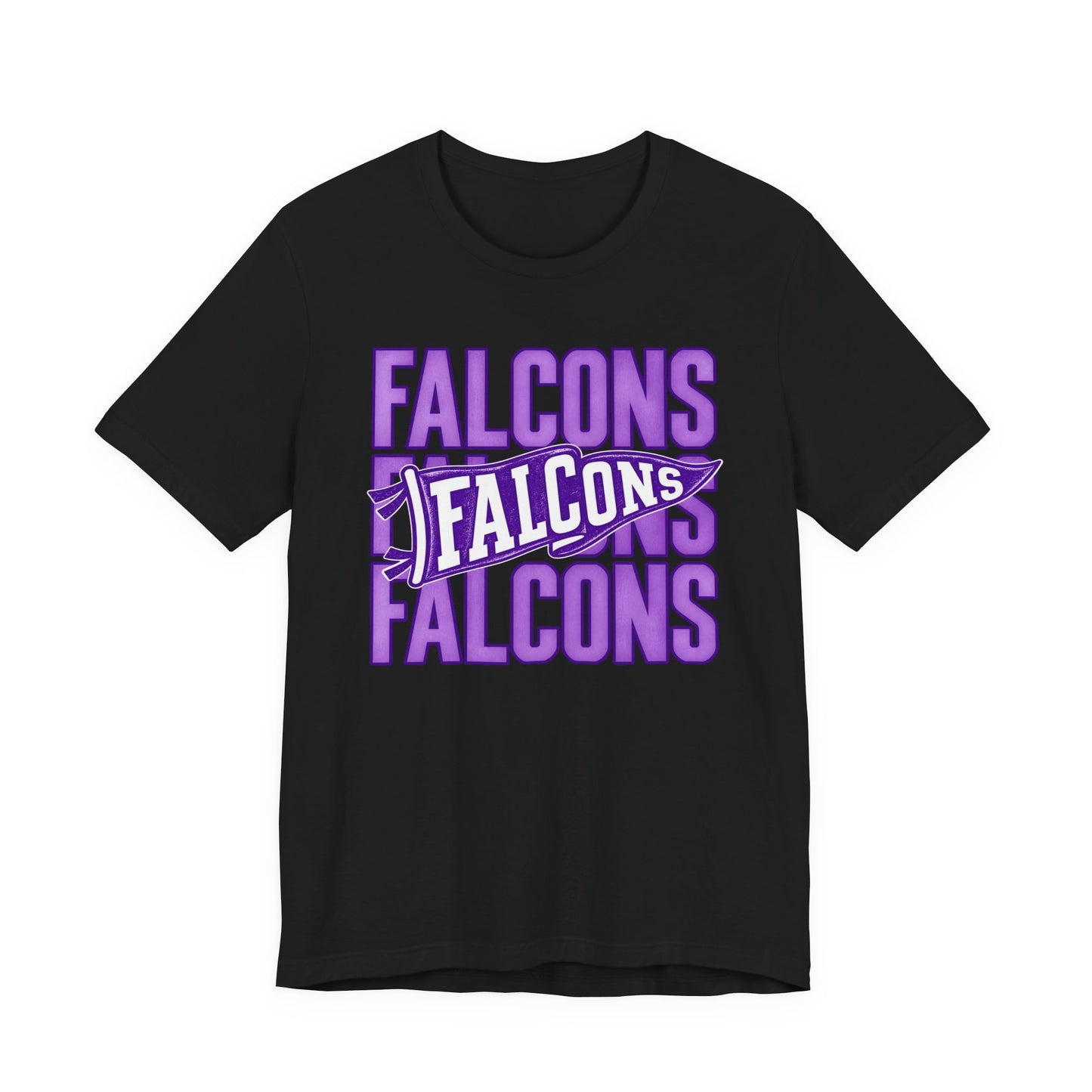 Falcons Repeat Typography Tee | Purple Varsity Sports Shirt