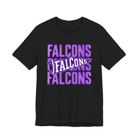 Falcons Repeat Typography Tee | Purple Varsity Sports Shirt