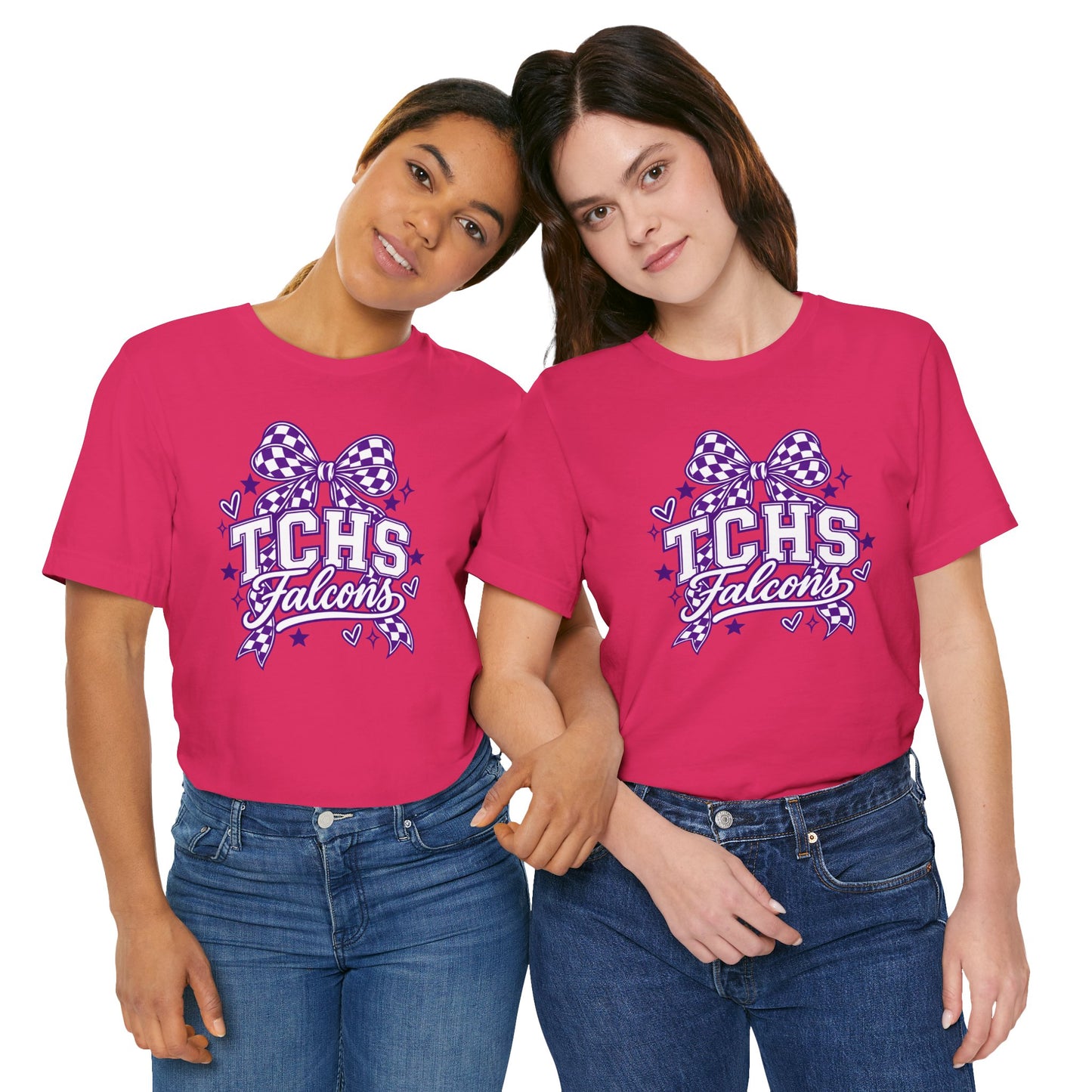 TCHS Falcons Cheerleader T-Shirt — Purple Bow Spirit Tee