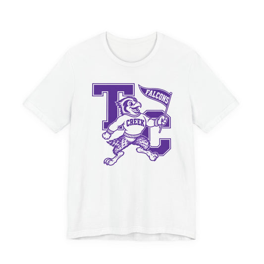 Creek Falcons Mascot Tee | Vintage Letter T C School Spirit Shirt