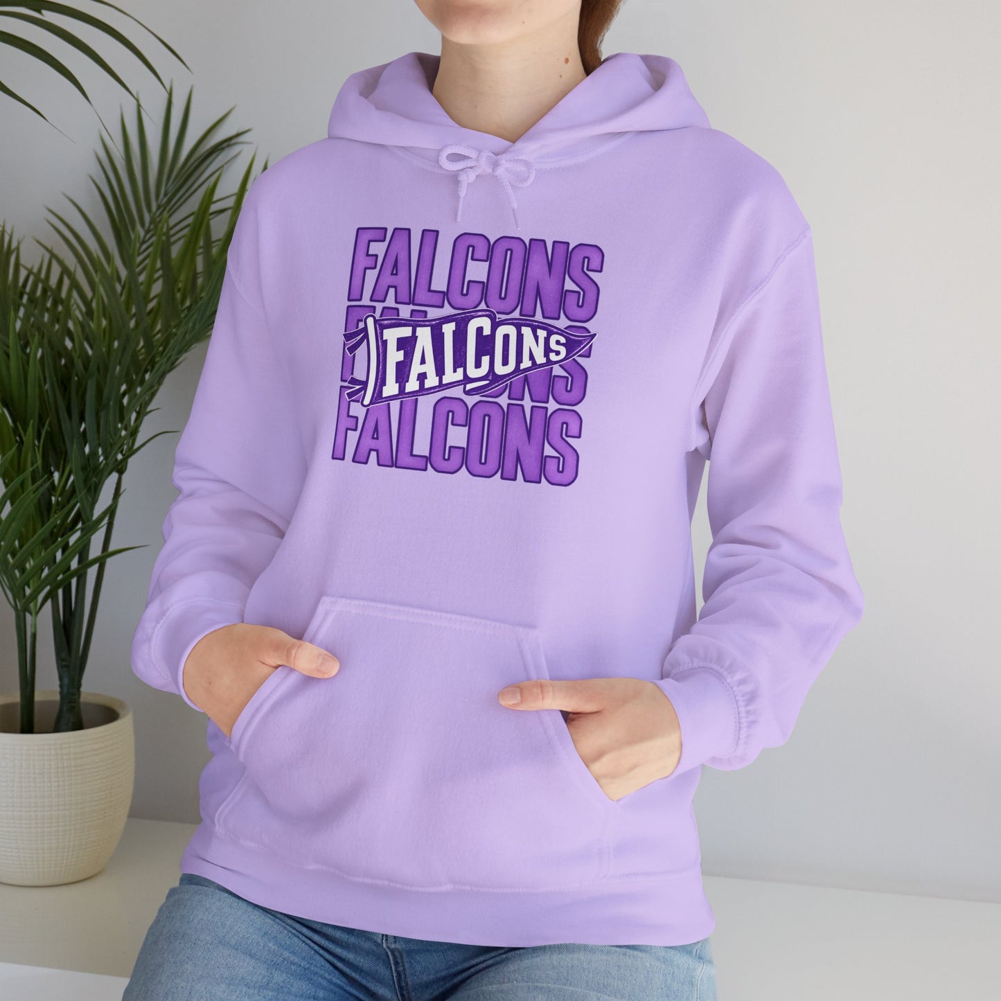 Falcons Repeat Logo Hoodie | Purple Graphic Hooded Sweatshirt