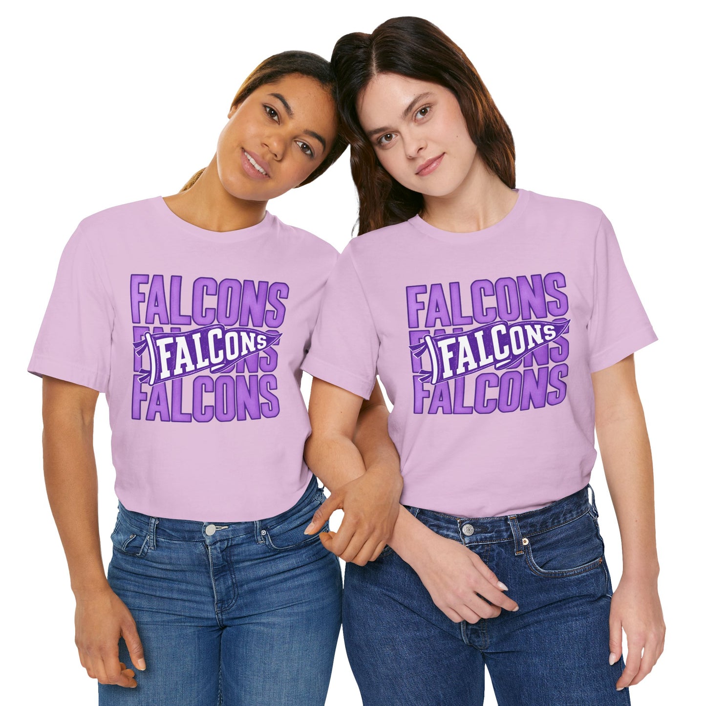 Falcons Repeat Typography Tee | Purple Varsity Sports Shirt