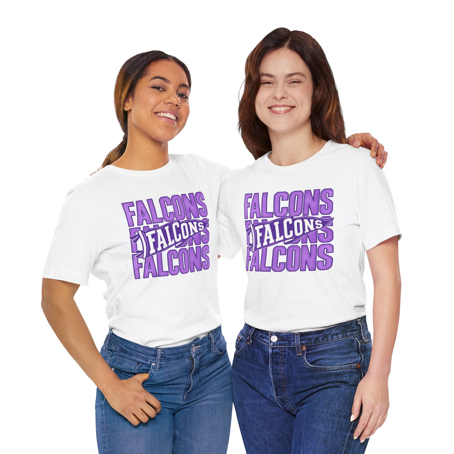Falcons Repeat Typography Tee | Purple Varsity Sports Shirt