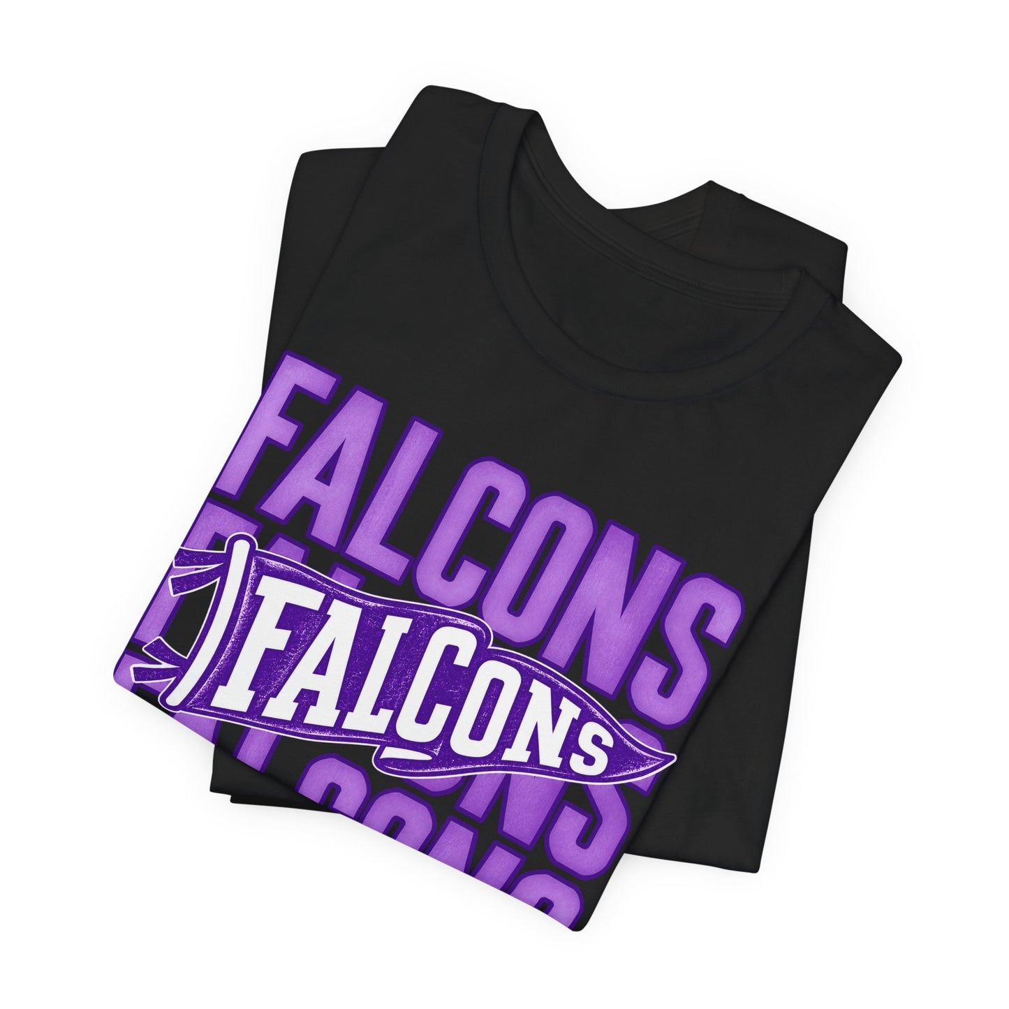 Falcons Repeat Typography Tee | Purple Varsity Sports Shirt
