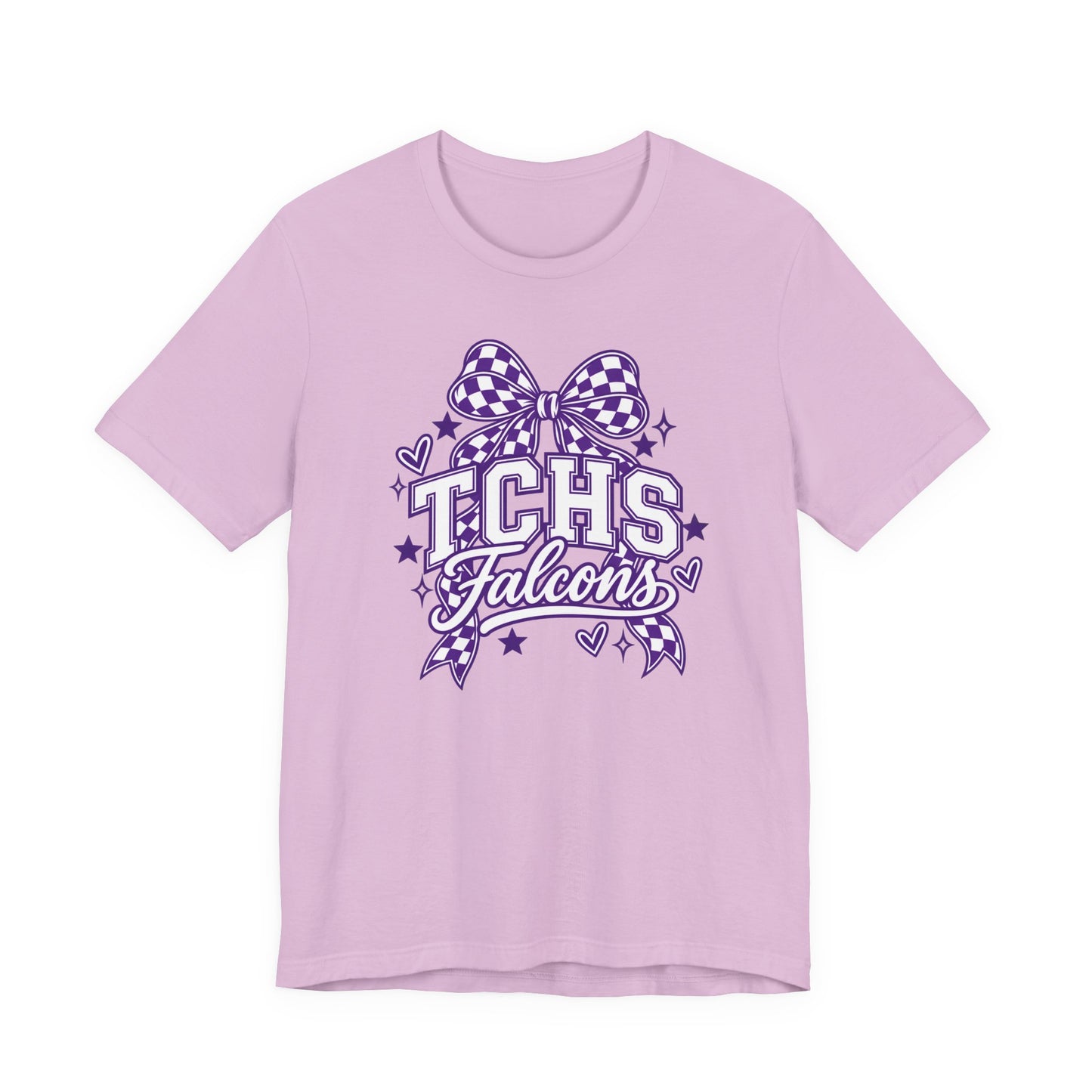 TCHS Falcons Cheerleader T-Shirt — Purple Bow Spirit Tee
