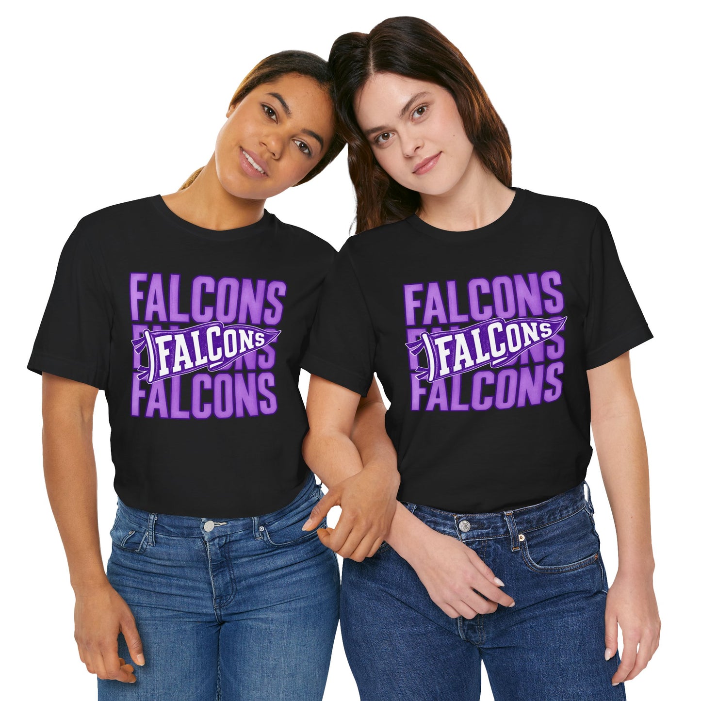 Falcons Repeat Typography Tee | Purple Varsity Sports Shirt