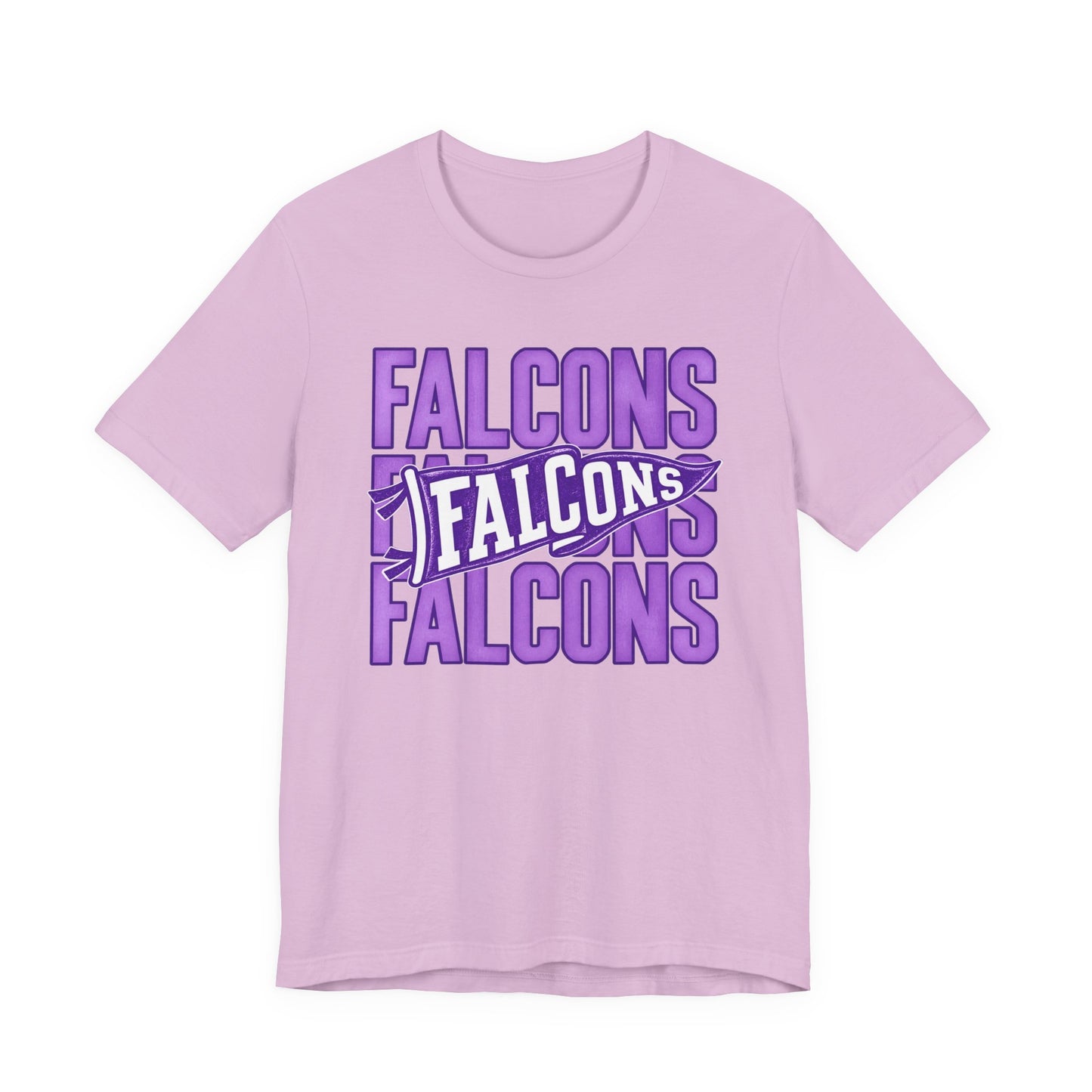 Falcons Repeat Typography Tee | Purple Varsity Sports Shirt