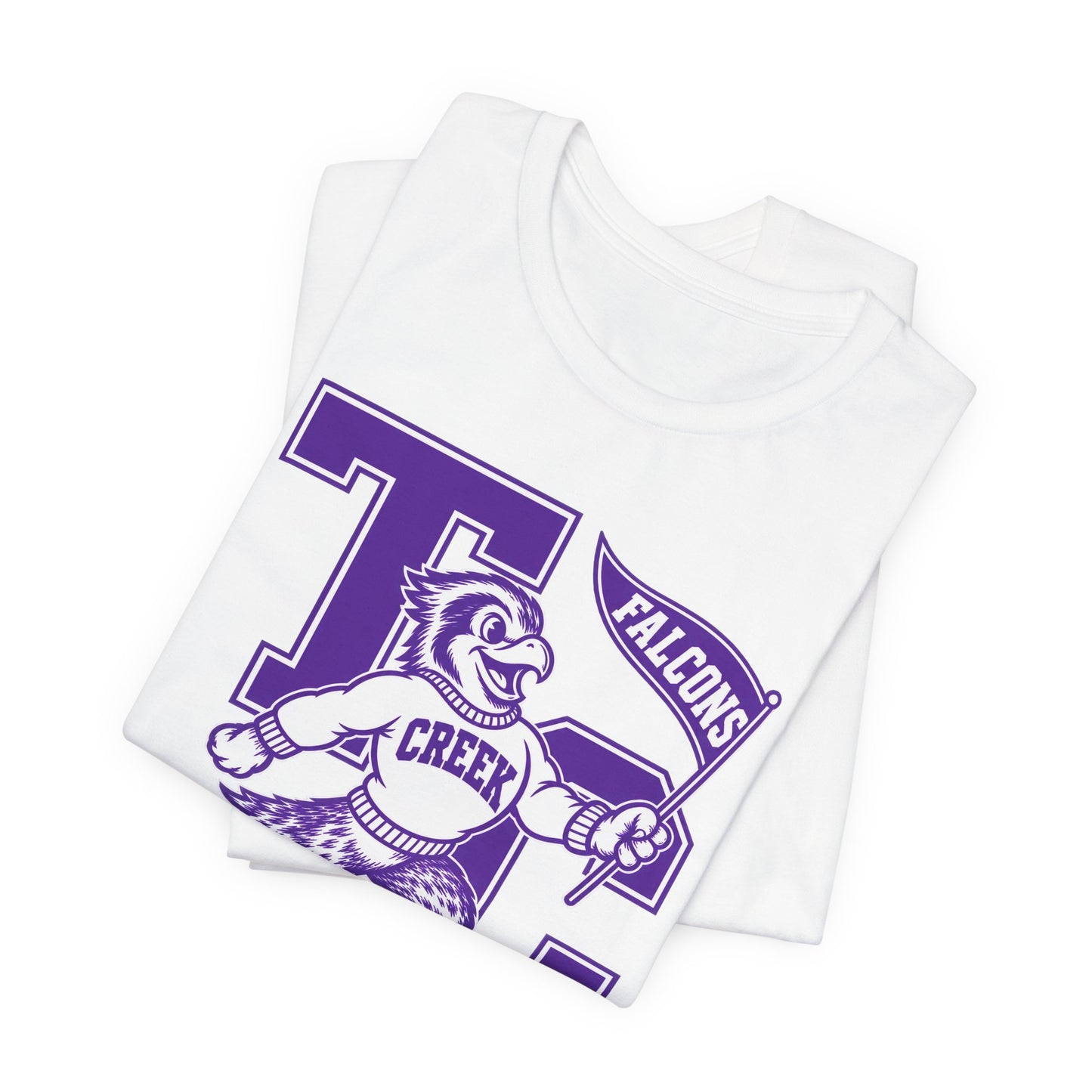 Creek Falcons Mascot Tee | Vintage Letter T C School Spirit Shirt