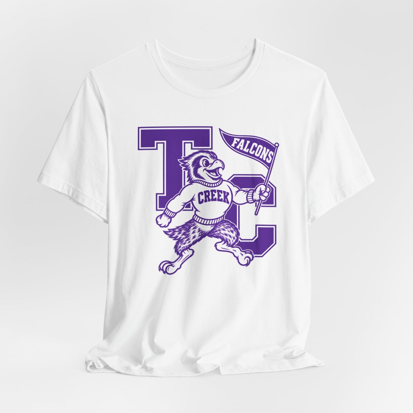 Creek Falcons Mascot Tee | Vintage Letter T C School Spirit Shirt