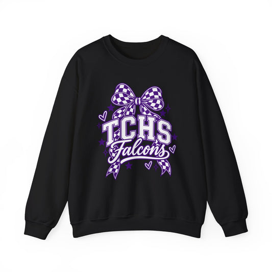 TCHS Falcons bow logo Sweatshirt | School Spirit, Purple Design