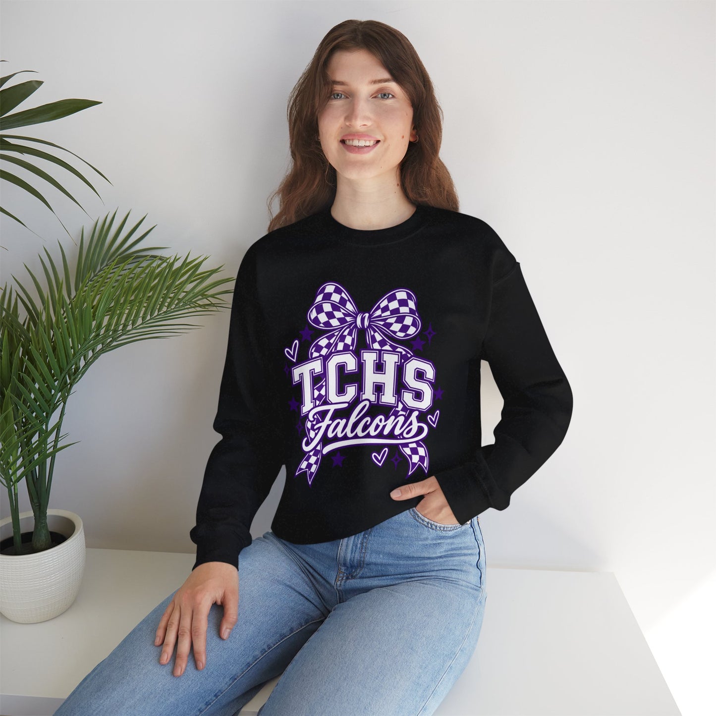 TCHS Falcons bow logo Sweatshirt | School Spirit, Purple Design