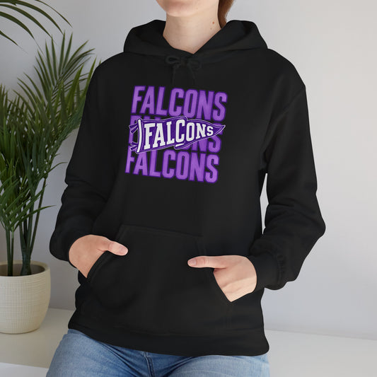 Falcons Repeat Logo Hoodie | Purple Graphic Hooded Sweatshirt