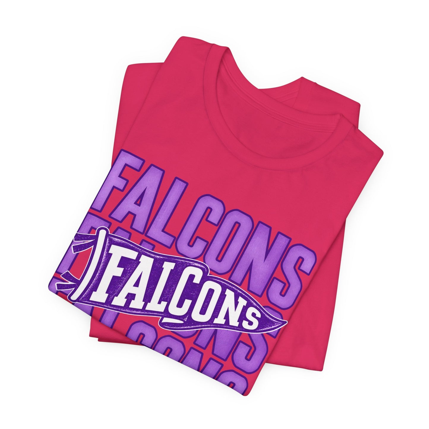 Falcons Repeat Typography Tee | Purple Varsity Sports Shirt