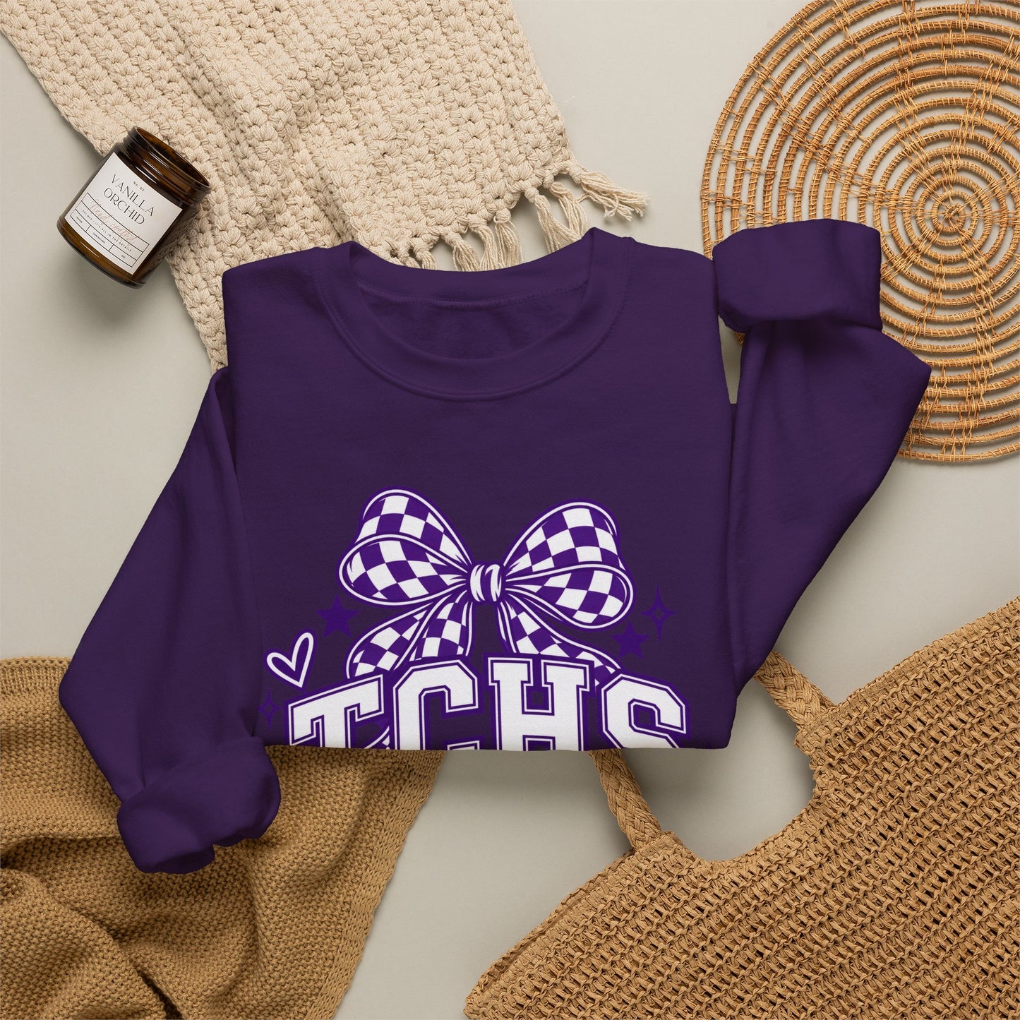 TCHS Falcons bow logo Sweatshirt | School Spirit, Purple Design