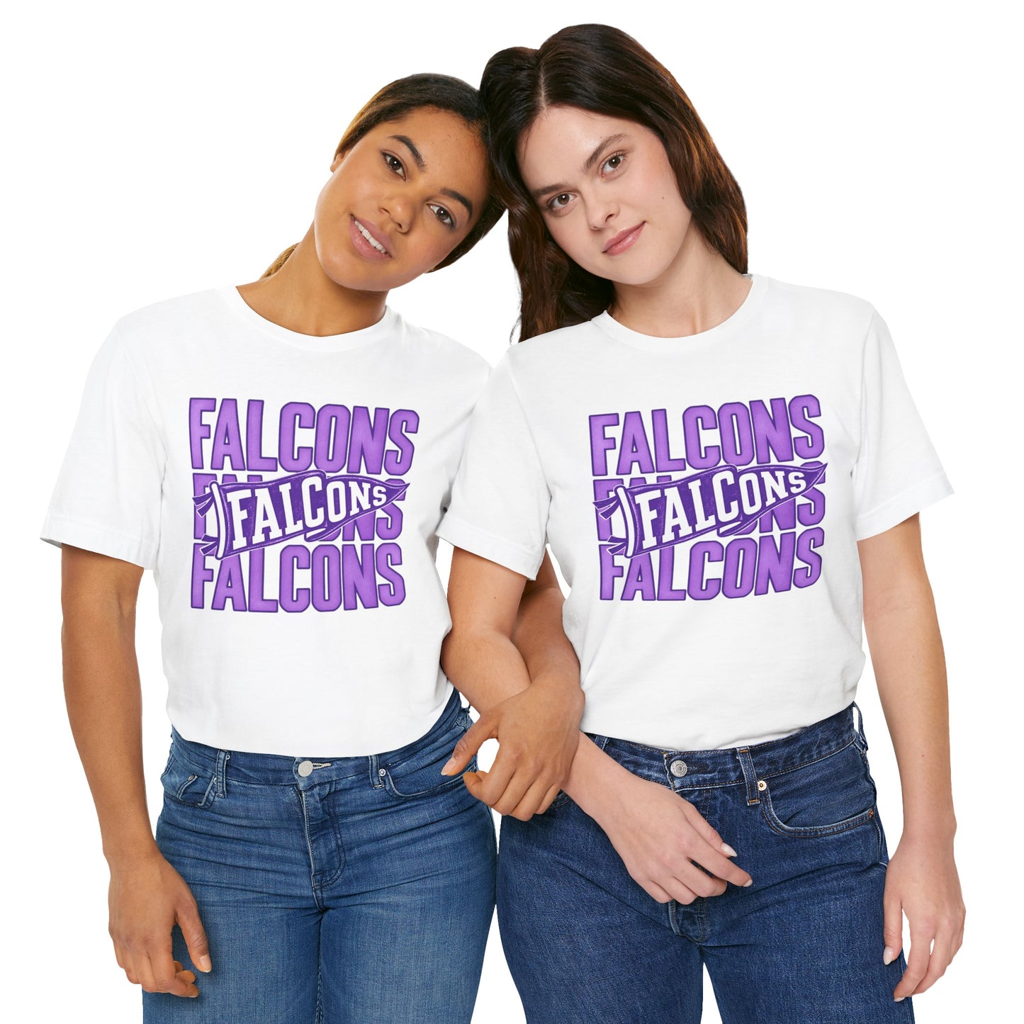 Falcons Repeat Typography Tee | Purple Varsity Sports Shirt