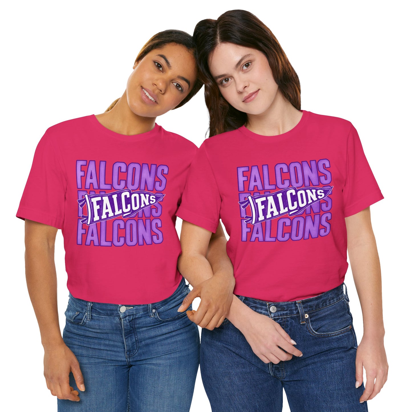 Falcons Repeat Typography Tee | Purple Varsity Sports Shirt
