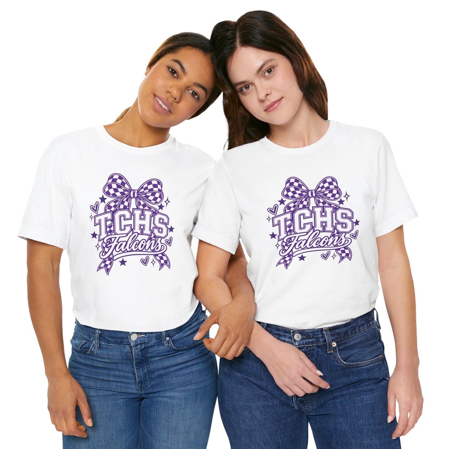 TCHS Falcons Cheerleader T-Shirt — Purple Bow Spirit Tee