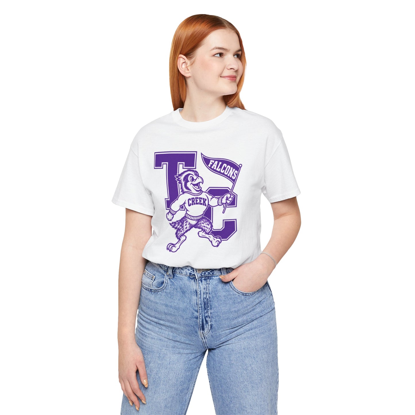 Creek Falcons Mascot Tee | Vintage Letter T C School Spirit Shirt