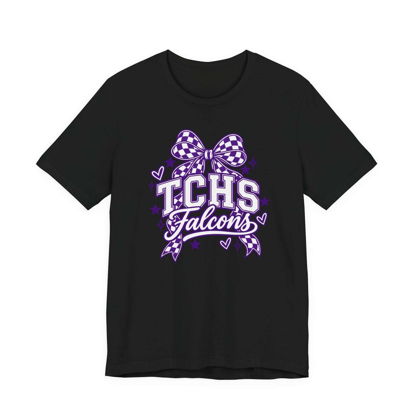 TCHS Falcons Cheerleader T-Shirt — Purple Bow Spirit Tee