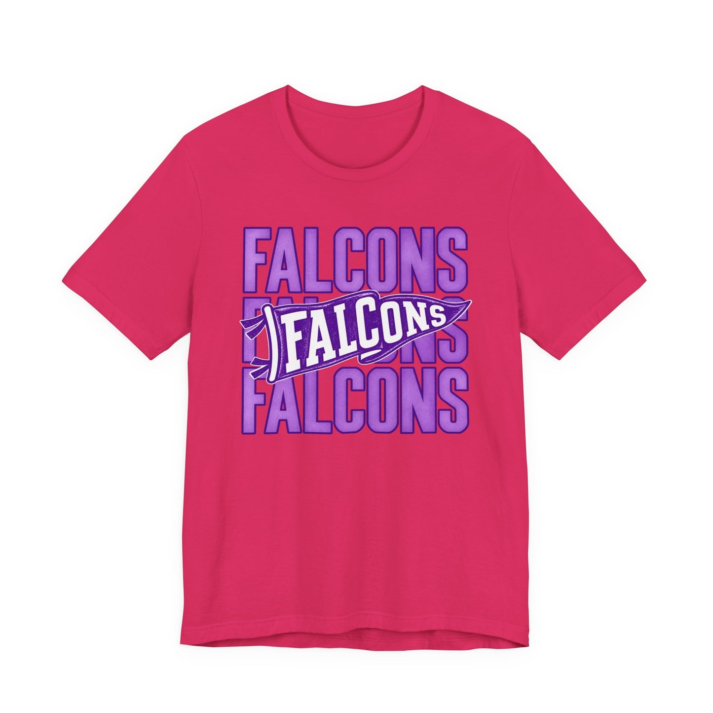 Falcons Repeat Typography Tee | Purple Varsity Sports Shirt