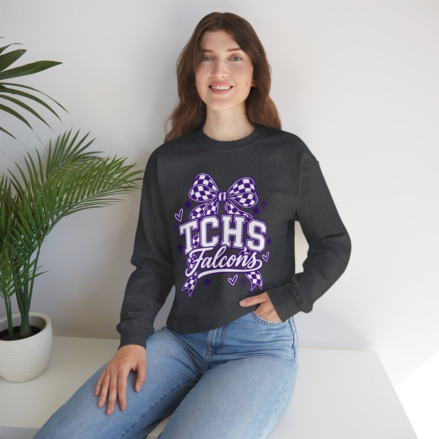 TCHS Falcons bow logo Sweatshirt | School Spirit, Purple Design