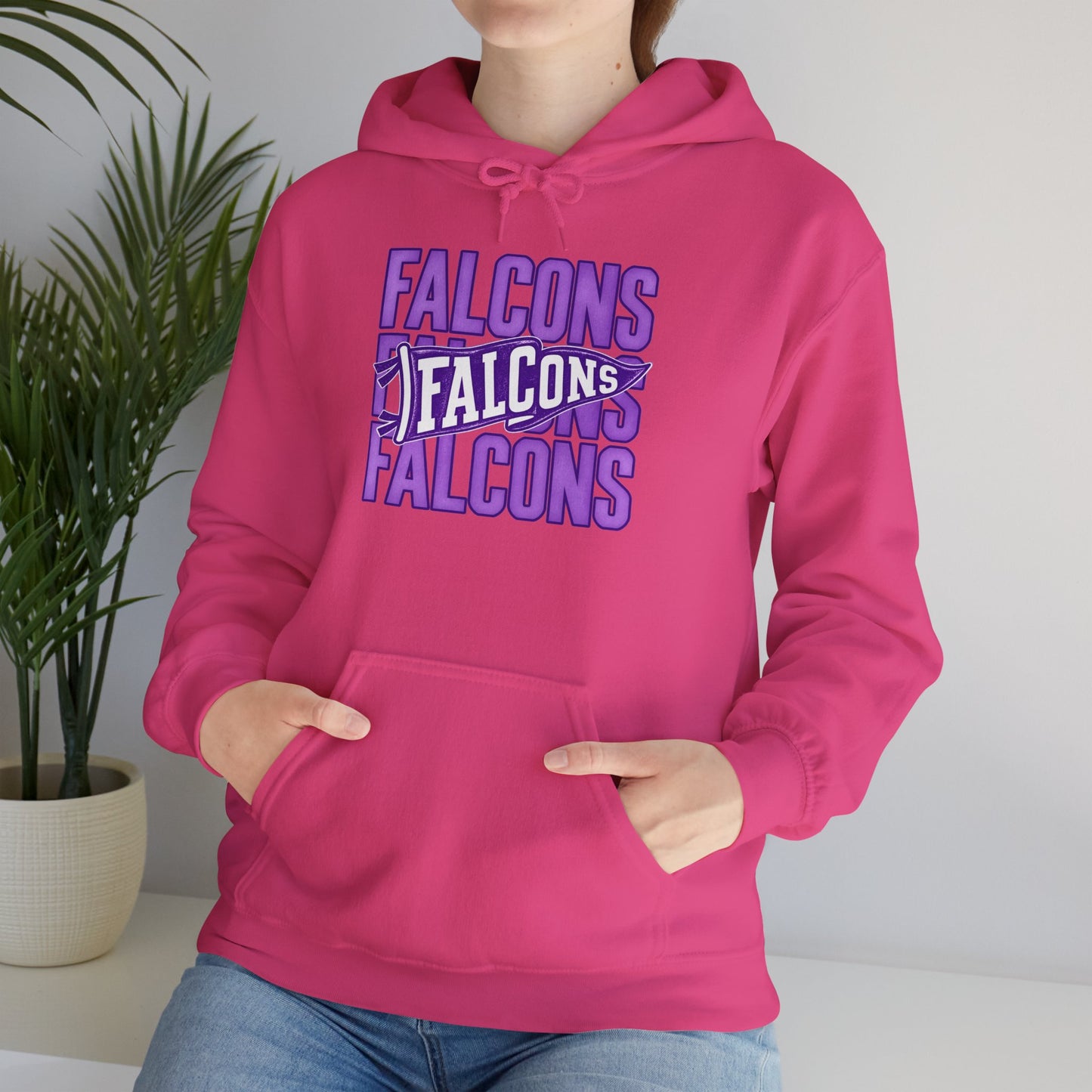Falcons Repeat Logo Hoodie | Purple Graphic Hooded Sweatshirt